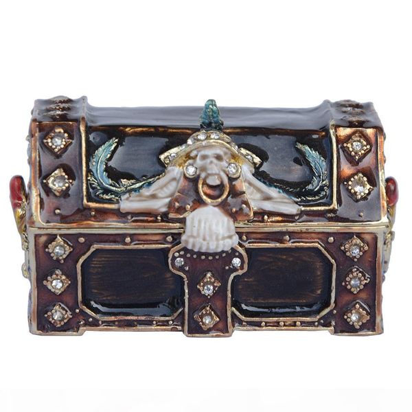 

pirates chest mysterious magic box rhinestone hinged trinket box vintage tabledecoration antique craft, Black;white