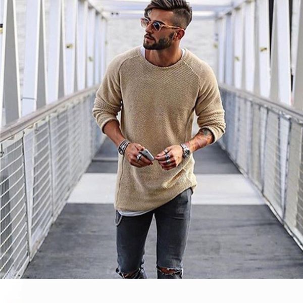 

мужские круглый вырез вязаные свитера человек повседневная с длинными рукавами топы зима тонкий байкер уличная сплошной цвет свитера мужская, White;black