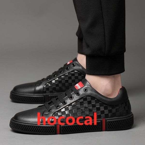 

hococal brand genuine leather concise men business dress shoes breathable lace up spring formal wedding party basic shoes for men k3, Black
