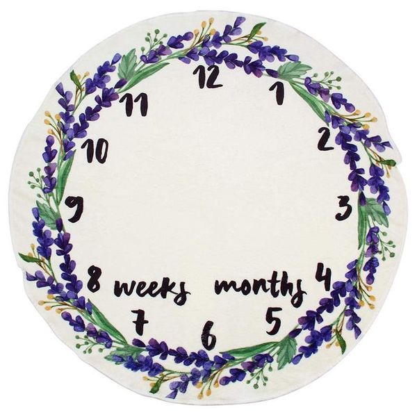 

flannel round 0-1 years infant baby monthly swaddle milestone blanket for shower gift pgraphy backdrop (lavender