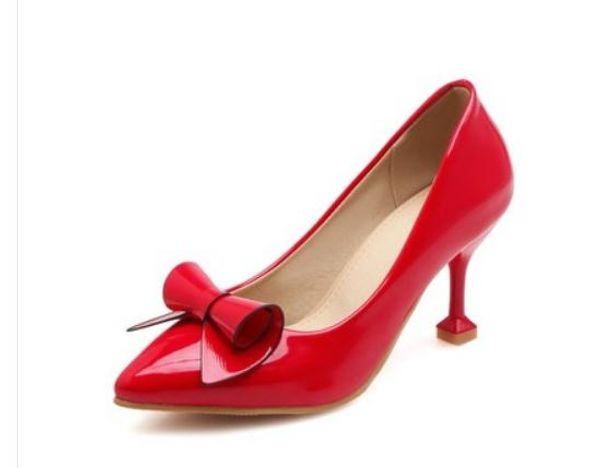 

women's shoes in spring and autumn high fine heel pointed end bowknot @1017, Black