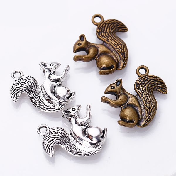 

горячие продажи 100 шт. / пакет старинное серебро бронза 21 * 21 мм белка животных подвески подвески дизайнер ювелирных изделий ожерелье бра, Bronze;silver