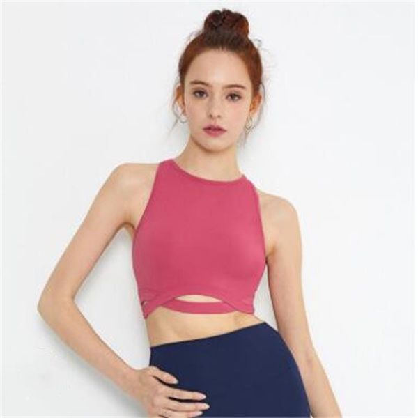 

new fashion solid color hollow out shockproof women yoga bra fitness sleeveless running sportswear femme yoga tank top, White;red