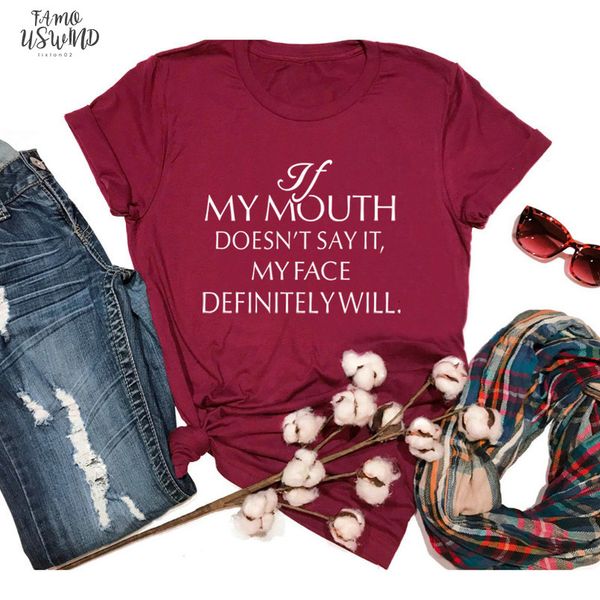 

if my mouth flutter sleeve doesnt say it my face definitely will t shirt summer funny graphic tee stylish slogan casual grunge, White