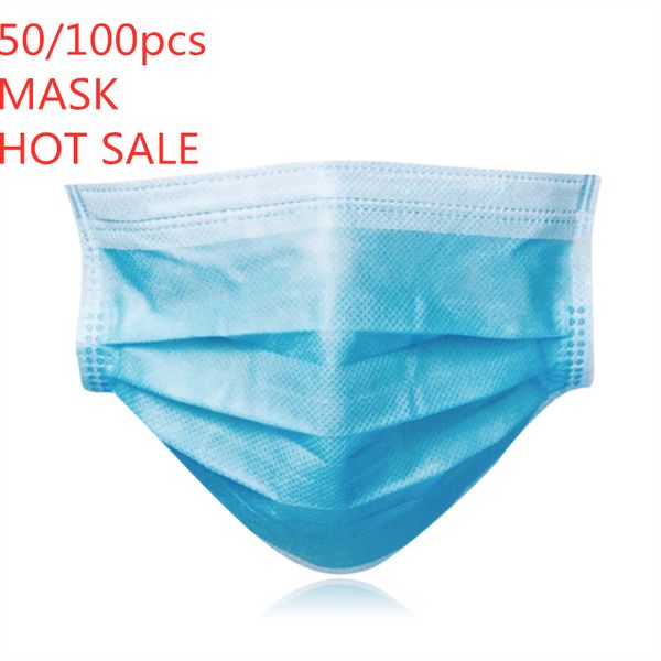 

50/100pcs disposable protective mask 3 layer nonwove ply filter mouth face mask anti-dust anti-fog meltblown earloop mouth mask