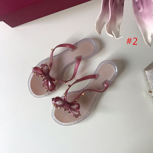 

fashion quality brands women rivets bow knot flat slippers sandals girls flip flops studded summer shoes cool beach slides jelly shoes 35-41, Black