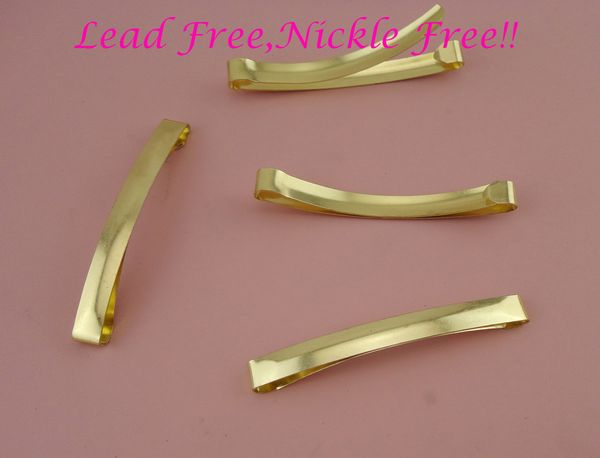 

20pcs light golden 8mm*80mm 3.15" plain metal slide hairclip at lead and nickle metal hair barrettes,bargain for bulk, Golden;silver