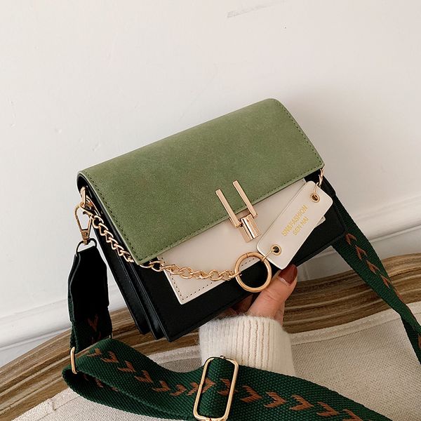 

scrub leather contrast color crossbody bags for women 2019 chain messenger shoulder bag ladies purses and handbags cross body