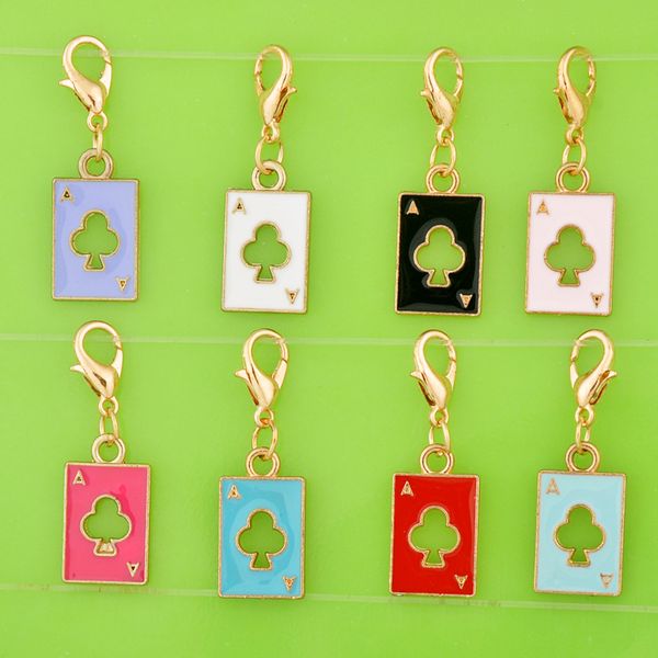 

diy metal dangle enamel hollow out playing card poker charms with clasp pendants for bracelet/necklace/earring jewelry making, Bronze;silver