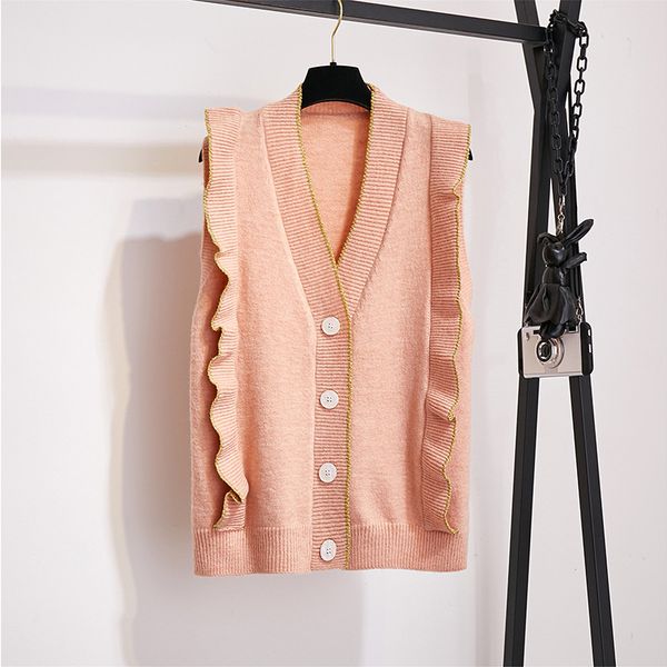 

new loose v-neck sweater vest sweater coat set, Black;white