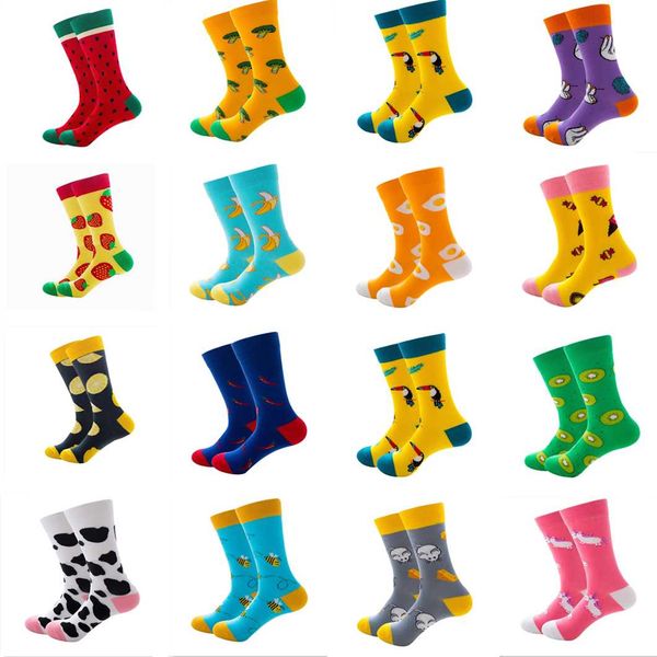 

fashion fun cartoon fruit animal long socks happy dog unicorn sloth mouse man crew fancy socks fashion cute woman gift, Black
