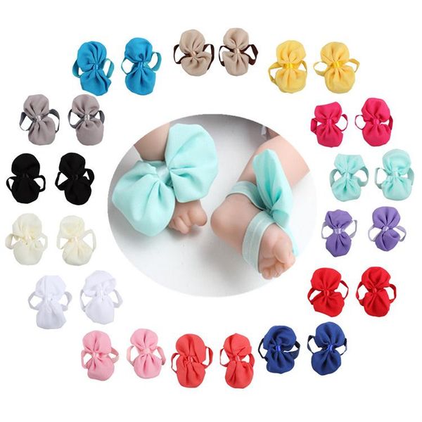 

baby girls chiffon bowknot shoes elastic band summer sandals footwear infant kids first walker pgraphy props 14 colors