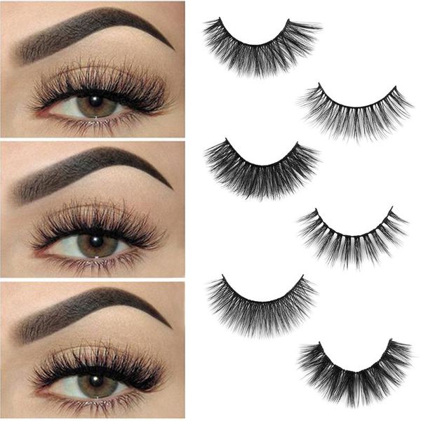 

3 pairs 3d soft mink hair false eyelashes handmade thick long cross fake eyelashes reusable voluminous wispy eye lashes