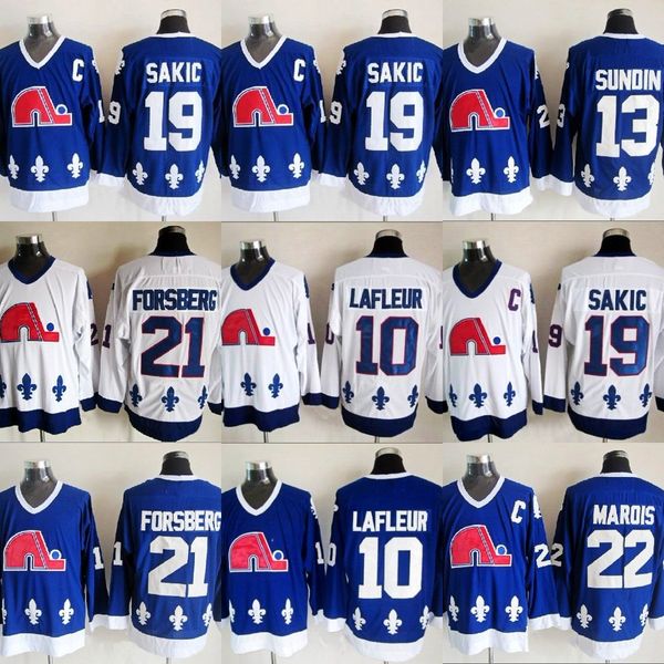 

men's Quebec Nordiques Jerseys 13 Mats Sundin 21 Peter Forsberg 26 Peter Stastny 19 Joe Sakic 22 Mario Marois 10 Guy Lafleur Jerseys