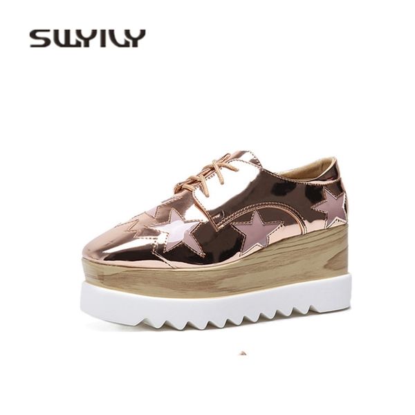 

swyivy platform casual female shoes women's sneakers high heel 2019 spring bottom fashion heels square toe wedge shoes women, Black