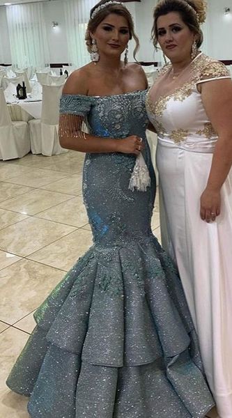 

aso ebi arabic grey sparkly evening dresses lace beaded mermaid prom dresses sequined formal party bridesmaid pageant gowns zj394, Black