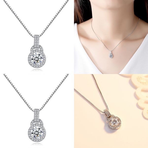 

concise round zircon pendant fund clavicle chain woman gift chain locket necklaces 925 silver jewelry turtle pendants