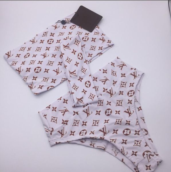 

2020 designer bikini print explosion swimsuit slit ladies sewn sports fashion luxury beach swimsuit ing, White;black
