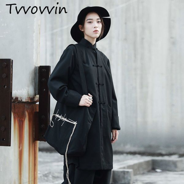 

tvvovvin 2019 autumn winter trendy new chinese style improvement type loose big size coat women tide solid color jacket c797, Tan;black