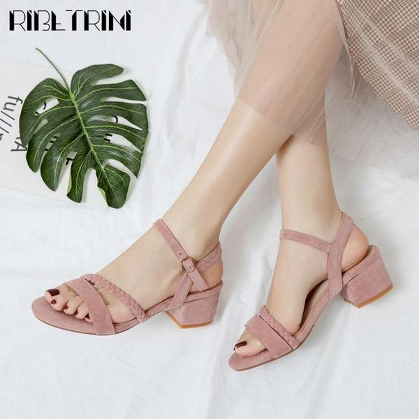 

ribetrini ladies comfort med chunky heels shoes concise summer women sandals 2020 summer sweet dating sandals, Black
