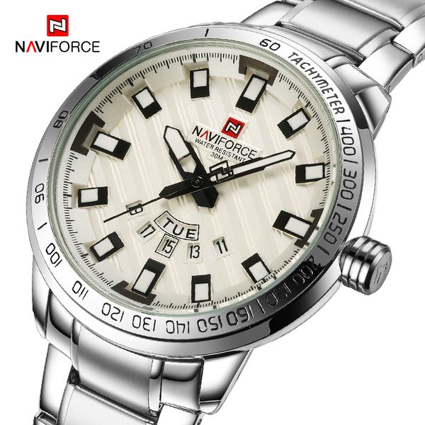 

new naviforce men's luxurious brand watch men sport quartz clock watches male business wristwatches relogio masculino, Slivery;brown