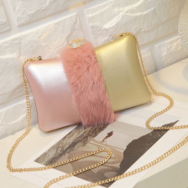 

2020 new women's evening bag plush new fashion chain diamond evening bag messenger bag y199