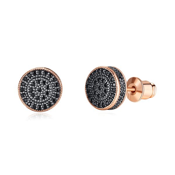 

white black cubic zirconia earrings women's copper studded round zircon stud earrings simple ladies wedding jewelry, Golden;silver