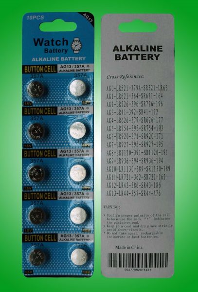 AG13 LR441.5V Alkalin Para Düğmesi Hücre Pilleri A76 L1154 357 SAATLAR İÇİN SRA44 Oyuncak LED Işıklar