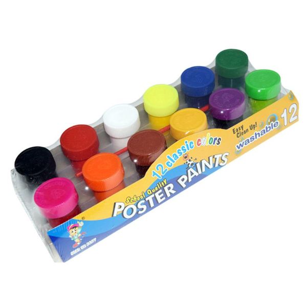 

20ml 12 vibrant colors washable gouache paint for kids school finger paint
