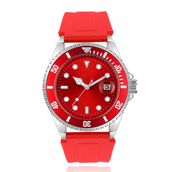 

brand mens watches quartz movement designer watch colorful rubber strap 40mm case waterproof men wristwatch montre homme, Slivery;brown