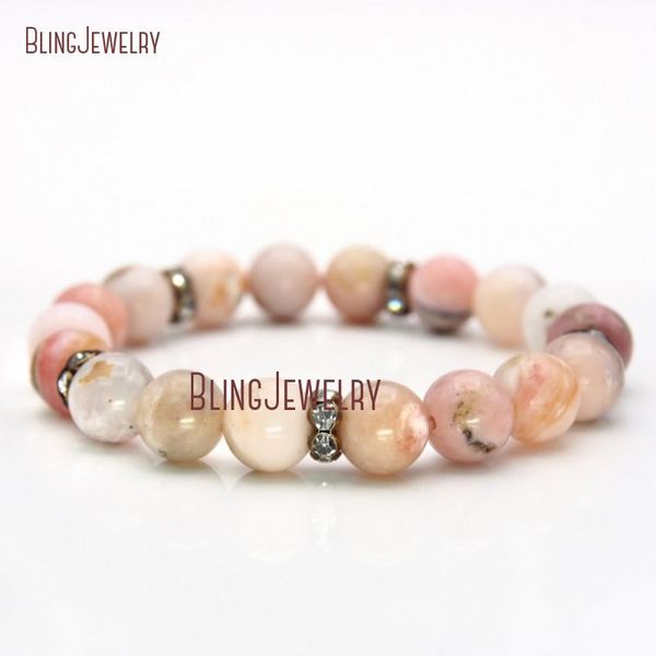 

pink peruvian opal bracelet pink beads stretch bracelet bm23832, Black