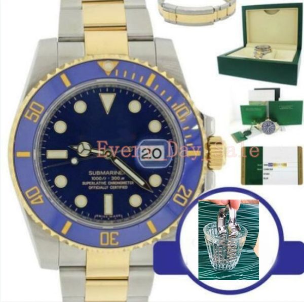 

Upgraded ver ion men watch luxury ub 116613lb teel gold flat blue watch blue ceramic bezel eta 2813 automatic waterproof 100