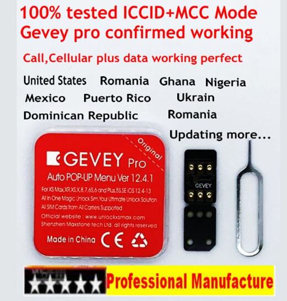 

2019 gevey pro iccid +mcc mode universal unlock for iphone xs max xr xs/8/7/6 4g ios 12.4.1 turbo sim chips ios 12.x at&t t-mobile sprint