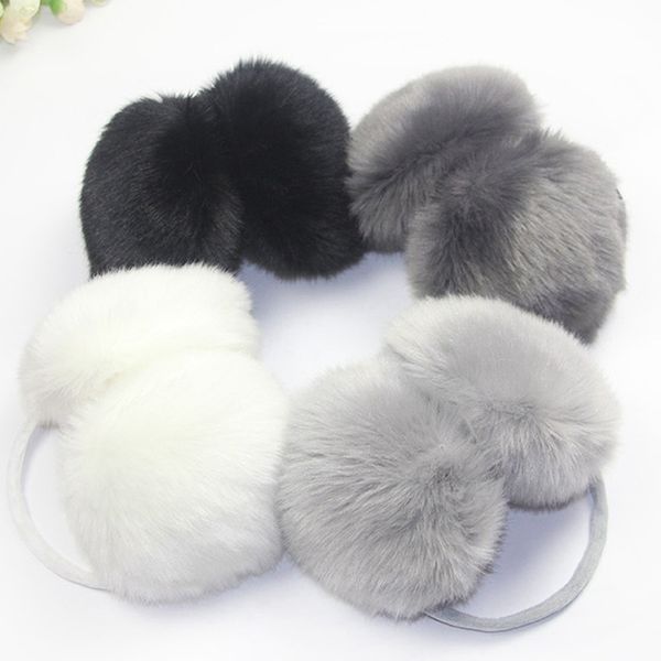 

winter earmuffs warm cute warmers large plush ear cover for girls solid color fashion ear warmer earflap soft plush random color, Blue;gray