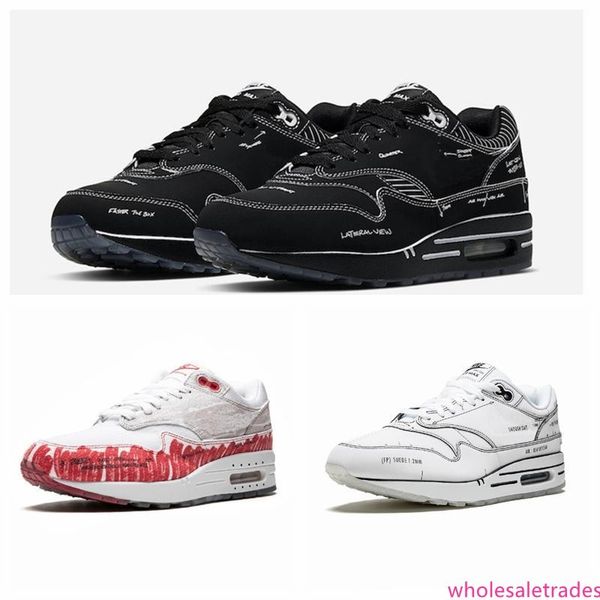 

new tinker sketch to shelf atmos 1 red black white mens running shoes for men trainers women designer sneakers 5.5-11