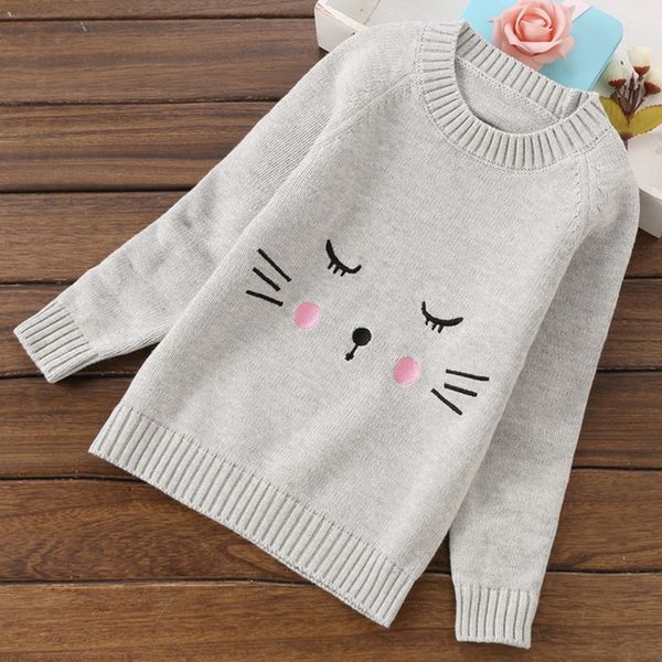 

toddler girl cardigan 2019 cute cat sweater winter long sleeve spring knitted baby girls sweater 4 years fashion, Blue