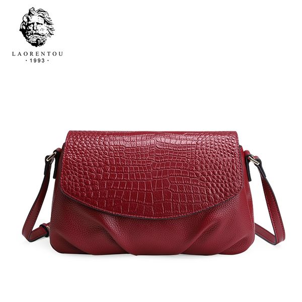 

laorentou fashion underarm bag women crocodile pattern soft purse cow genuine leather solid totes elegant ladies crossbody bag