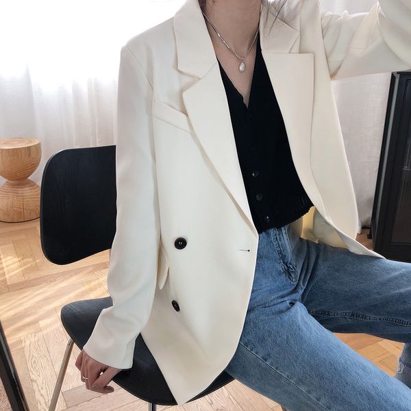 

white blazer coat women's 2020 women's casual coat top, White;black