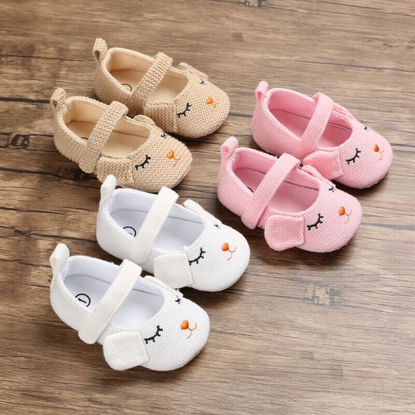 

au newborn baby girl princess cute casual cotton knit cartoon soft sole crib shoes prewalkers shoes, Black