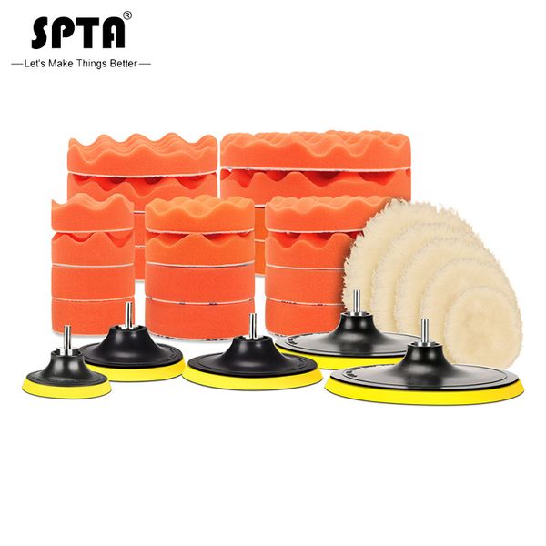 

spta 8pcs 3"/4"/5"/6"/7" buffing pad set auto car polishing pad kit for polisher + drill adapter m14 for power tool