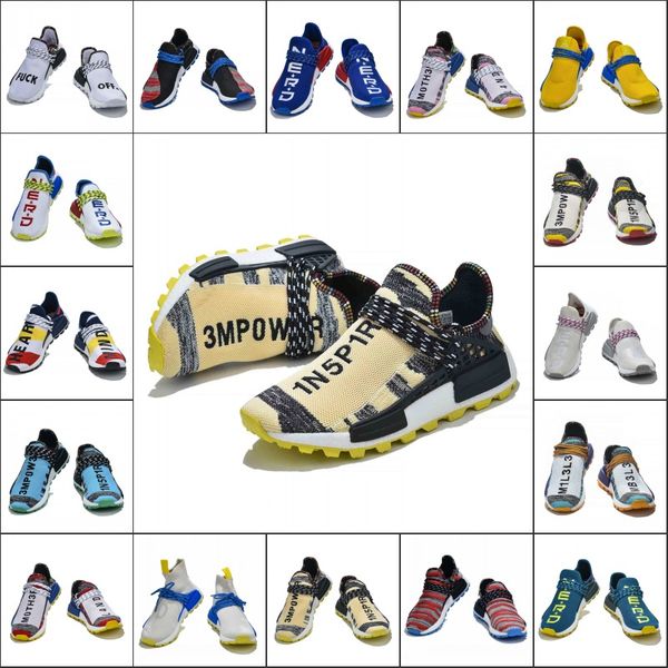 

2019 NMD Human Race Running Man Shoes Stripe Pure Color The Letter Mens Woman Designer Leisure Sneakers Without Box