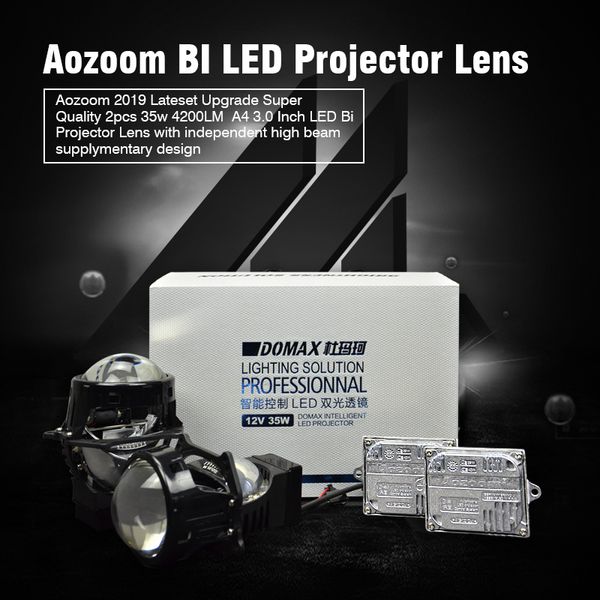 

aozoom 2019 lateset upgrade super quality 2pcs 35w 4200lm a4 3.0 inch led bi projector lens with independent high beam supplyme