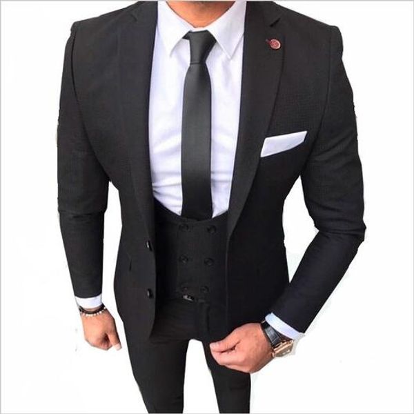 

2019 new arrival wedding suits for groomsmen man shawl lapel groom tuxedos mens vest costume homme mariage terno slim 3pcs, White;black