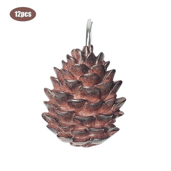 

12pcs novel shower curtain hooks pinecone design shower curtain hangers resin stainless steel rolling hook