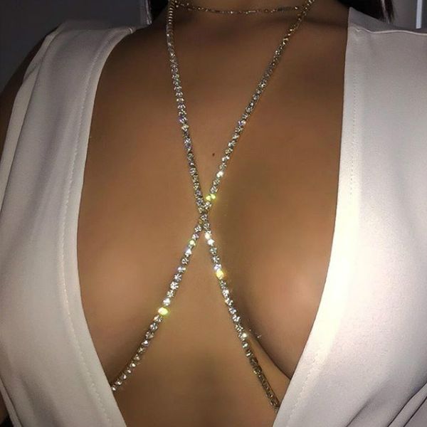 

fashion body chain harness crossover for women cross chest chain silver belly waist bikini beach jewlery wear gift, Slivery;golden