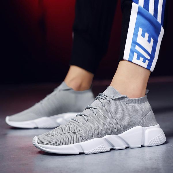 

knitted sock trainers men's running shoes sneakers mens shoe sports shoes sport sneakers summer gym gray training footwear a471