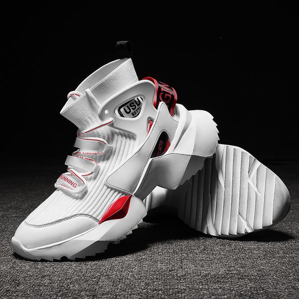 

sneakers men breathable mesh light weight causal shoes comfort air cushion lace up footwear homme trainers tenis shoes, Black