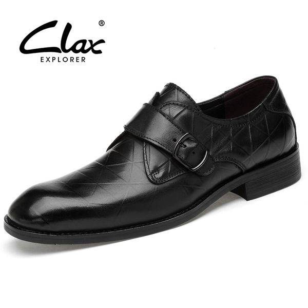 

clax mens oxfords genuine leather dress shoe autumn chaussure homme wedding shoe male derbi leather shoes luxury plus size, Black