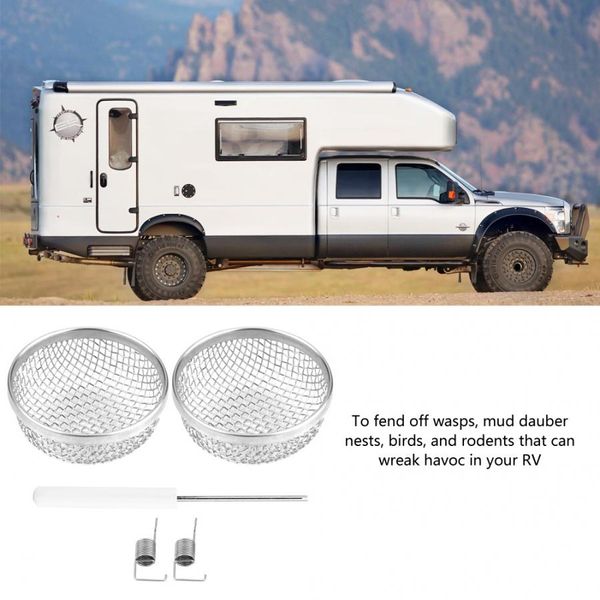 

2pcs stainless steel vent bug furnace screen net cover for camper trailer rv with spring fasteners