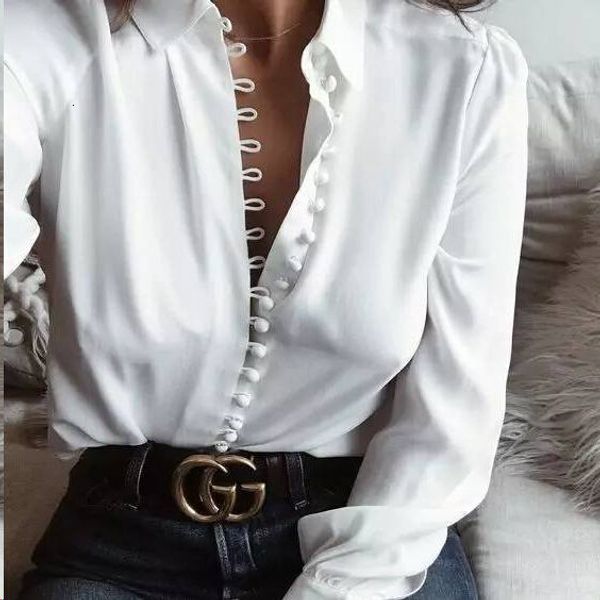 

blouse woman ladies women fashion ladies long sleeve loose chiffon blouse summer v neck casual white botton shirt good quality